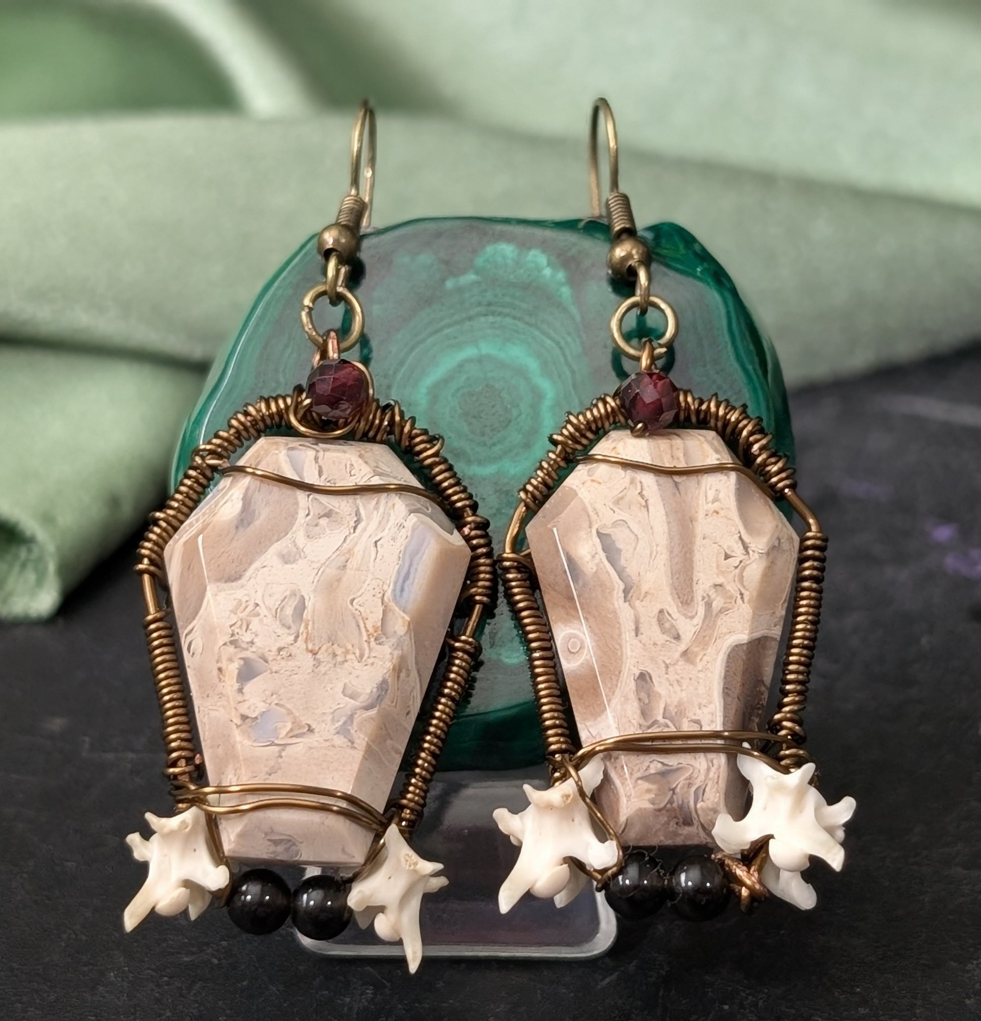 Jasper Crystal Casket Dangle Earrings