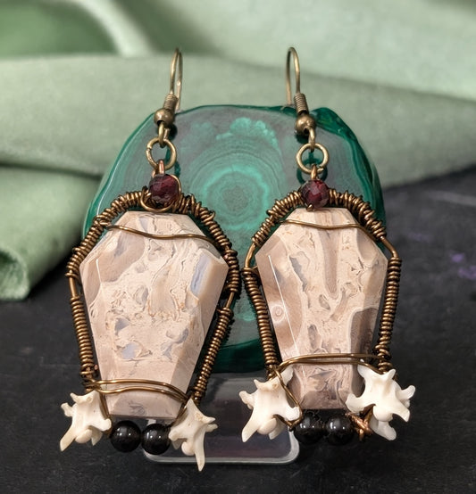 Jasper Crystal Casket Dangle Earrings