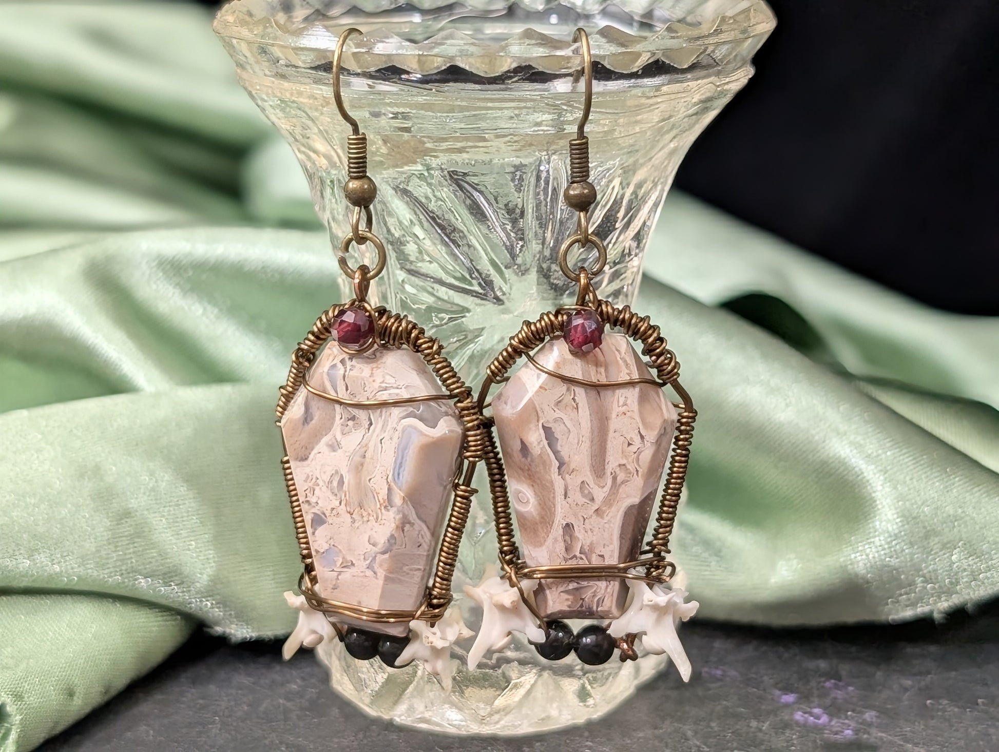 Jasper Crystal Casket Dangle Earrings