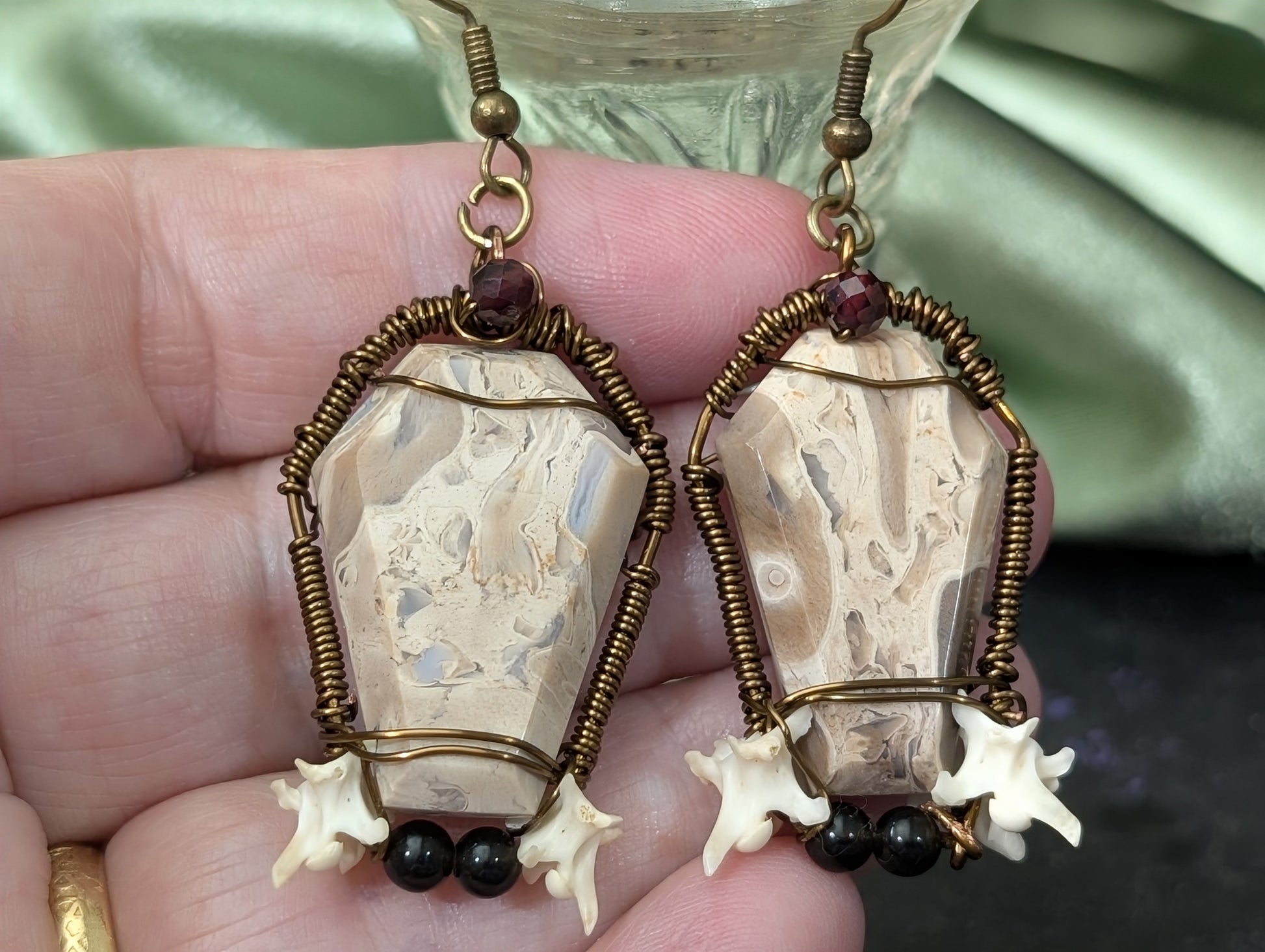 Jasper Crystal Casket Dangle Earrings