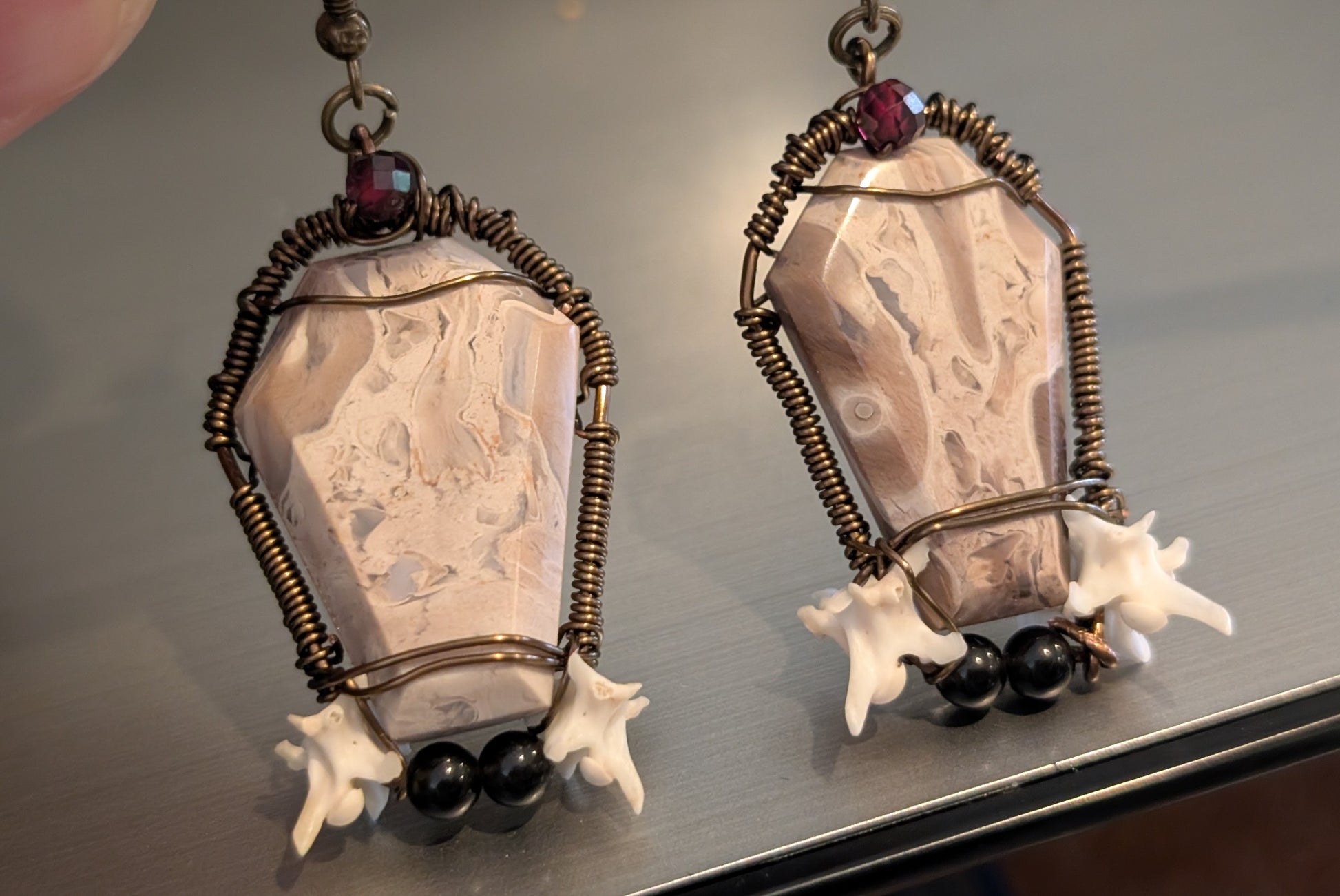 Jasper Crystal Casket Dangle Earrings
