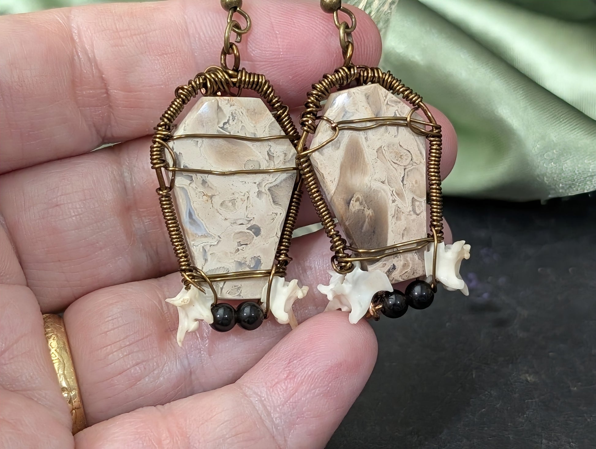 Jasper Crystal Casket Dangle Earrings