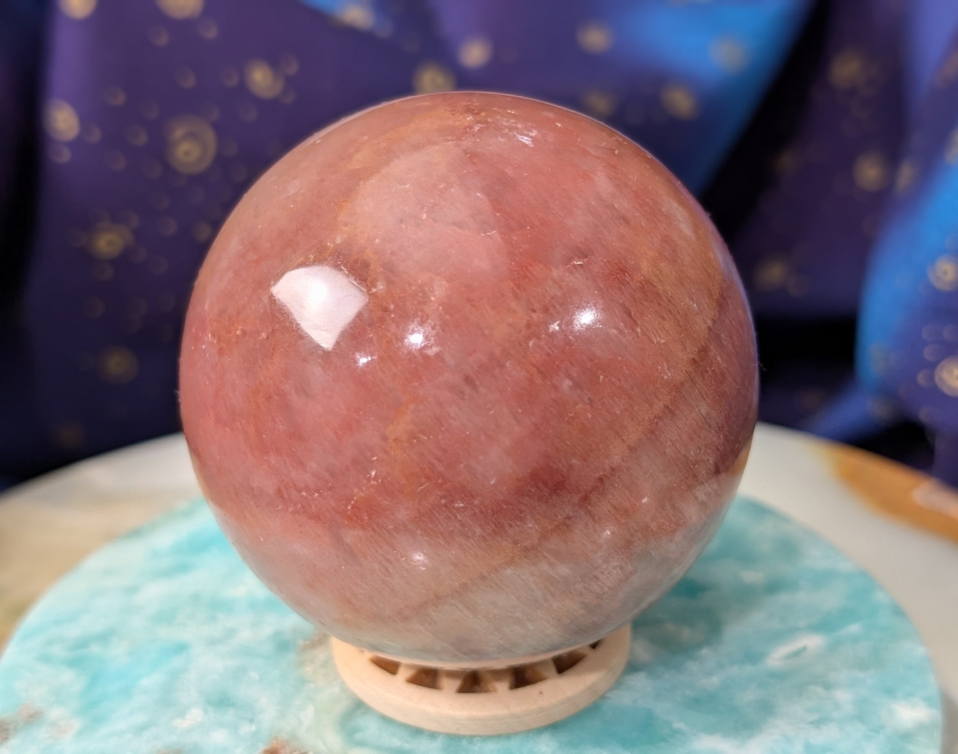 Juicy Peach Calcite Sphere