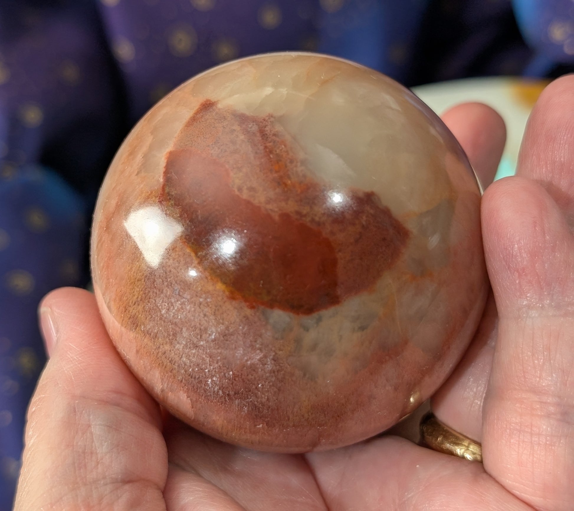 Juicy Peach Calcite Sphere