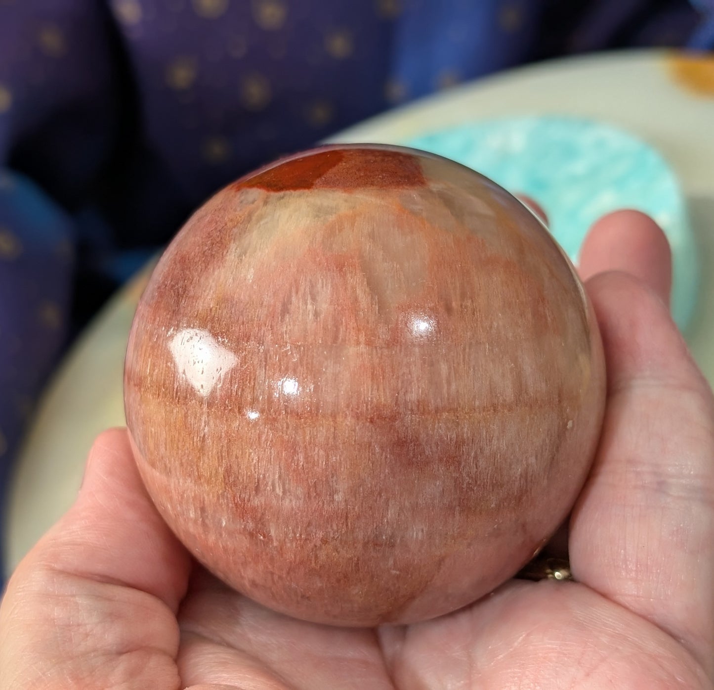 Juicy Peach Calcite Sphere