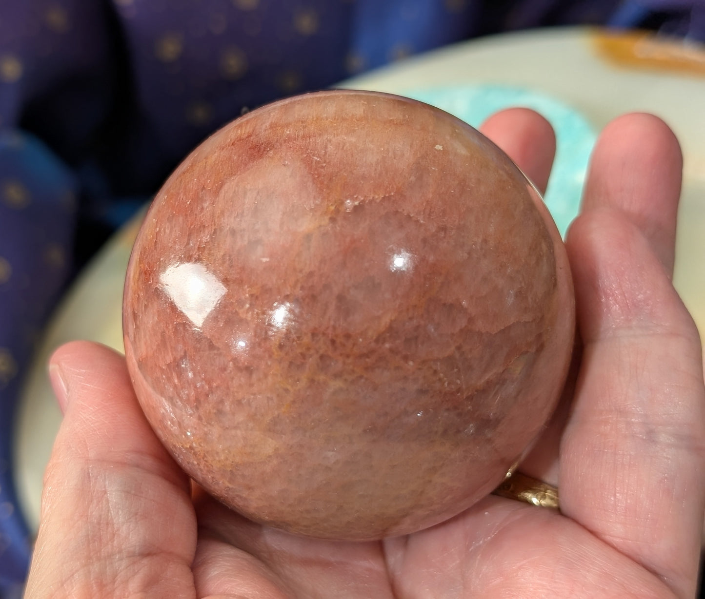 Juicy Peach Calcite Sphere