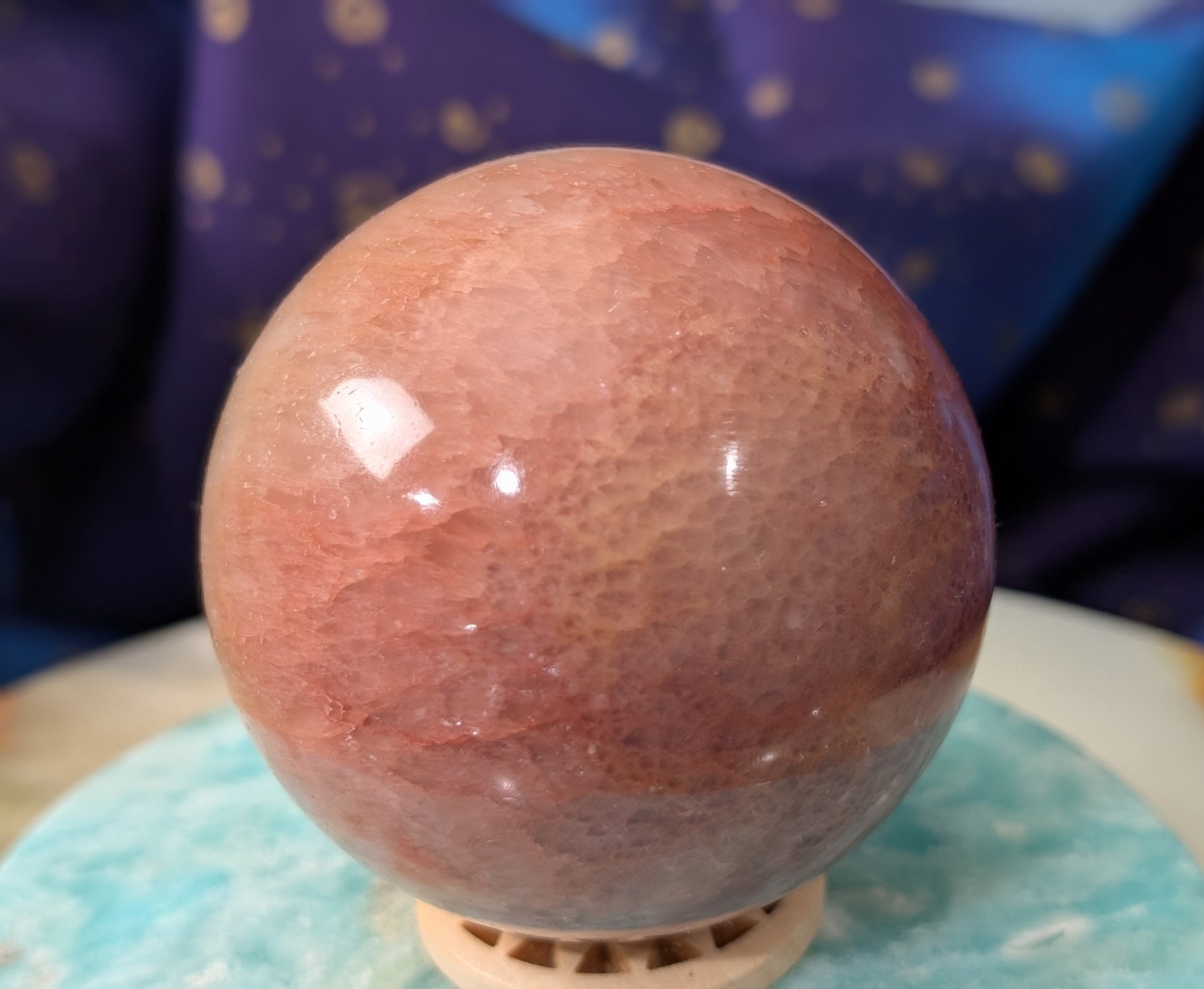 Juicy Peach Calcite Sphere