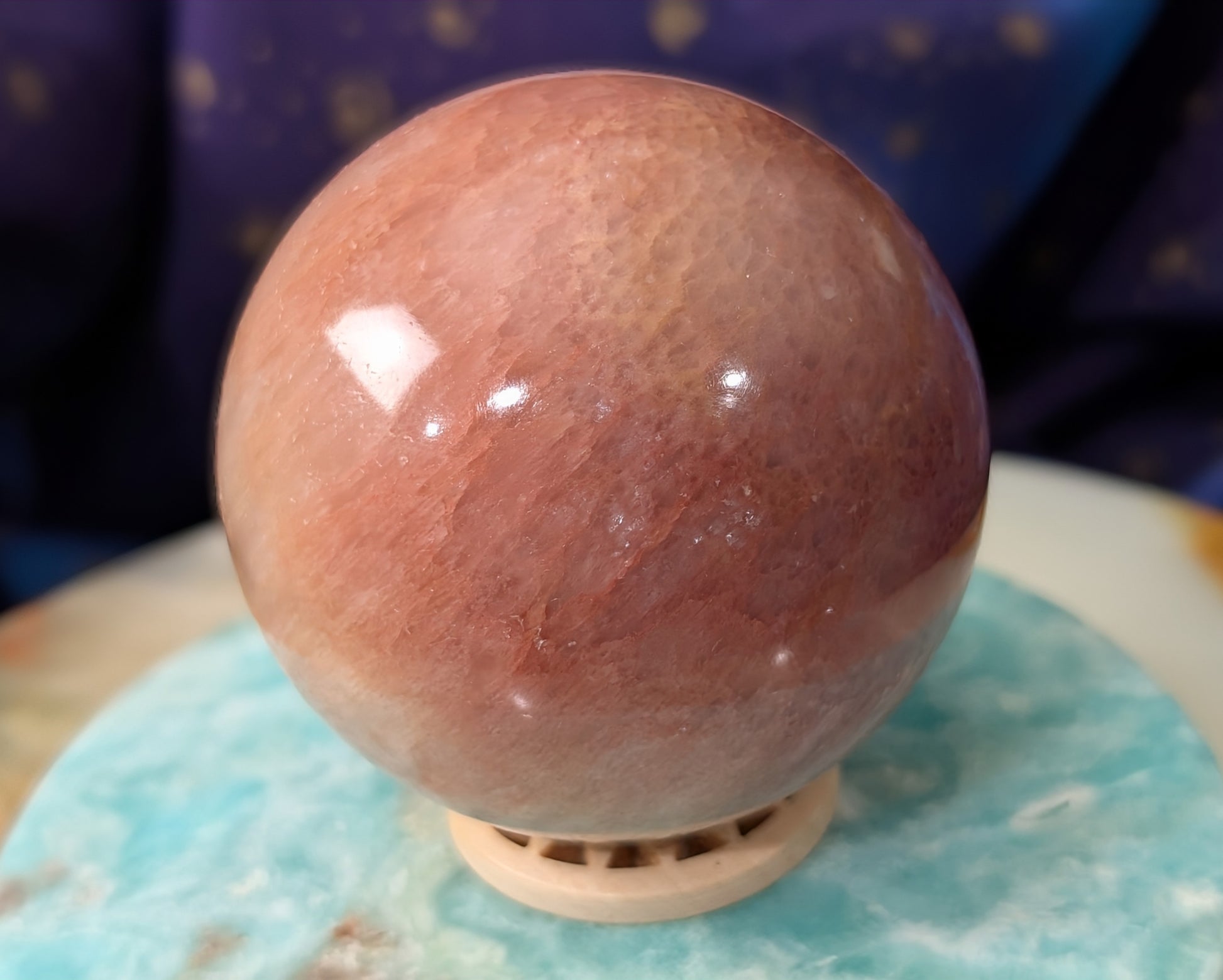 Juicy Peach Calcite Sphere