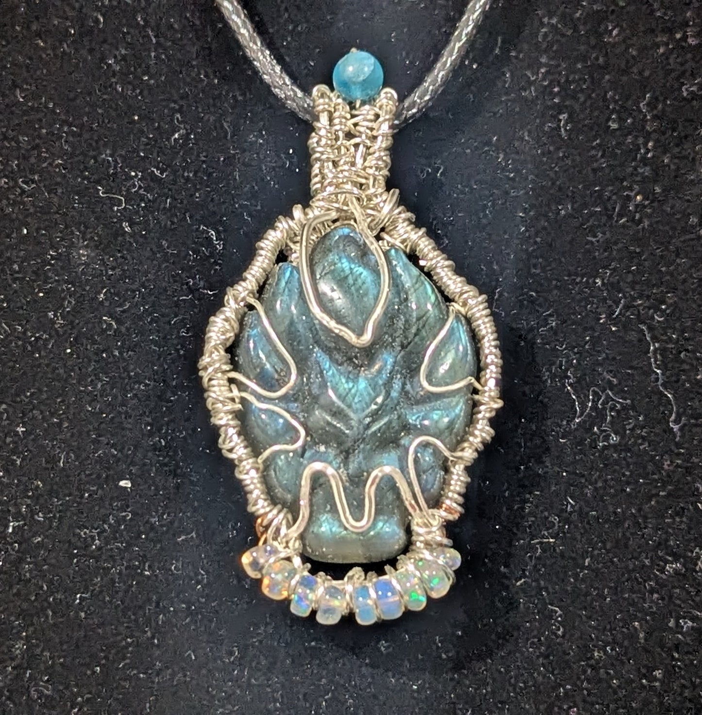 Labradorite Nine Tailed Fox Pendant