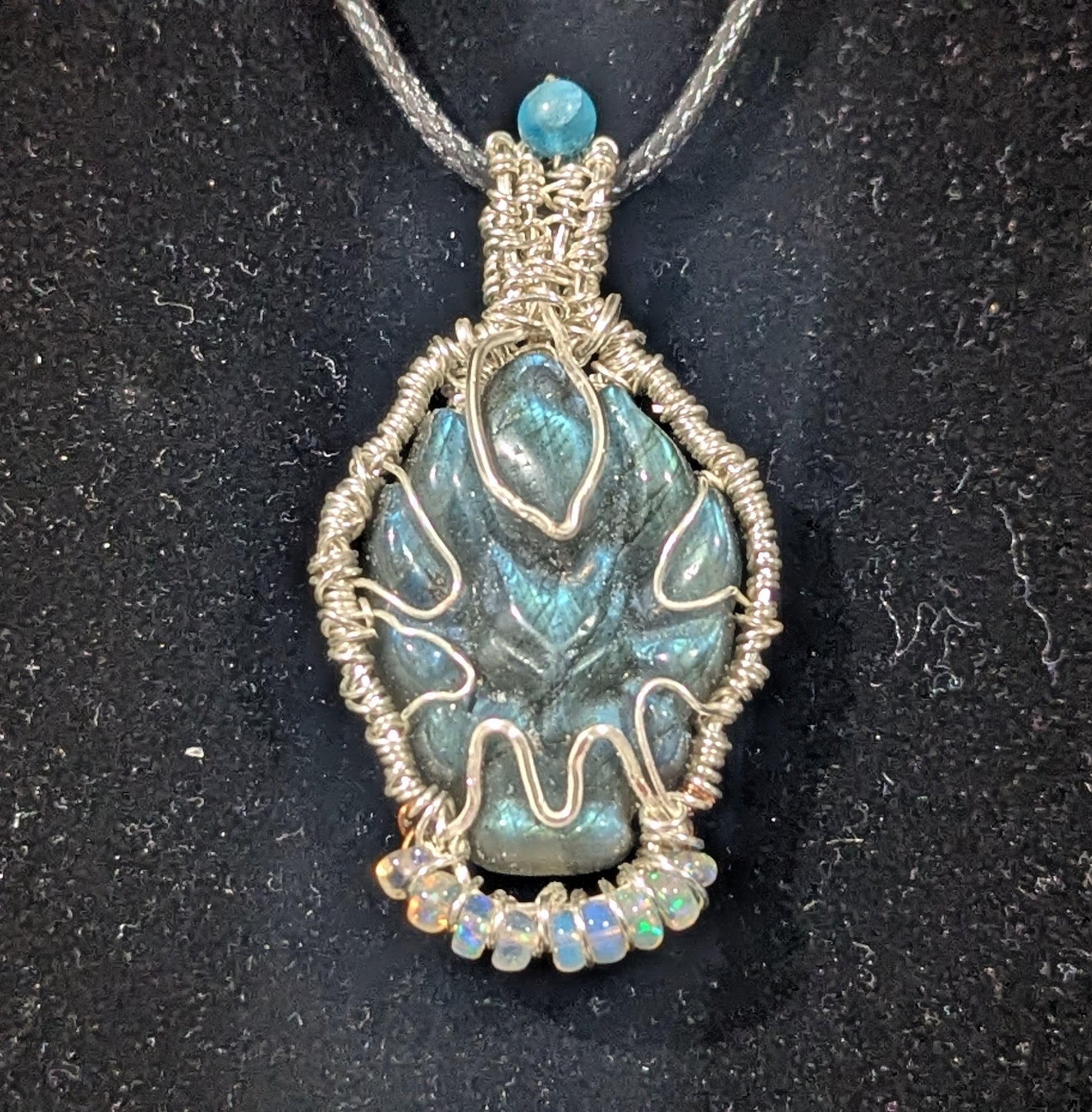 Labradorite Nine Tailed Fox Pendant