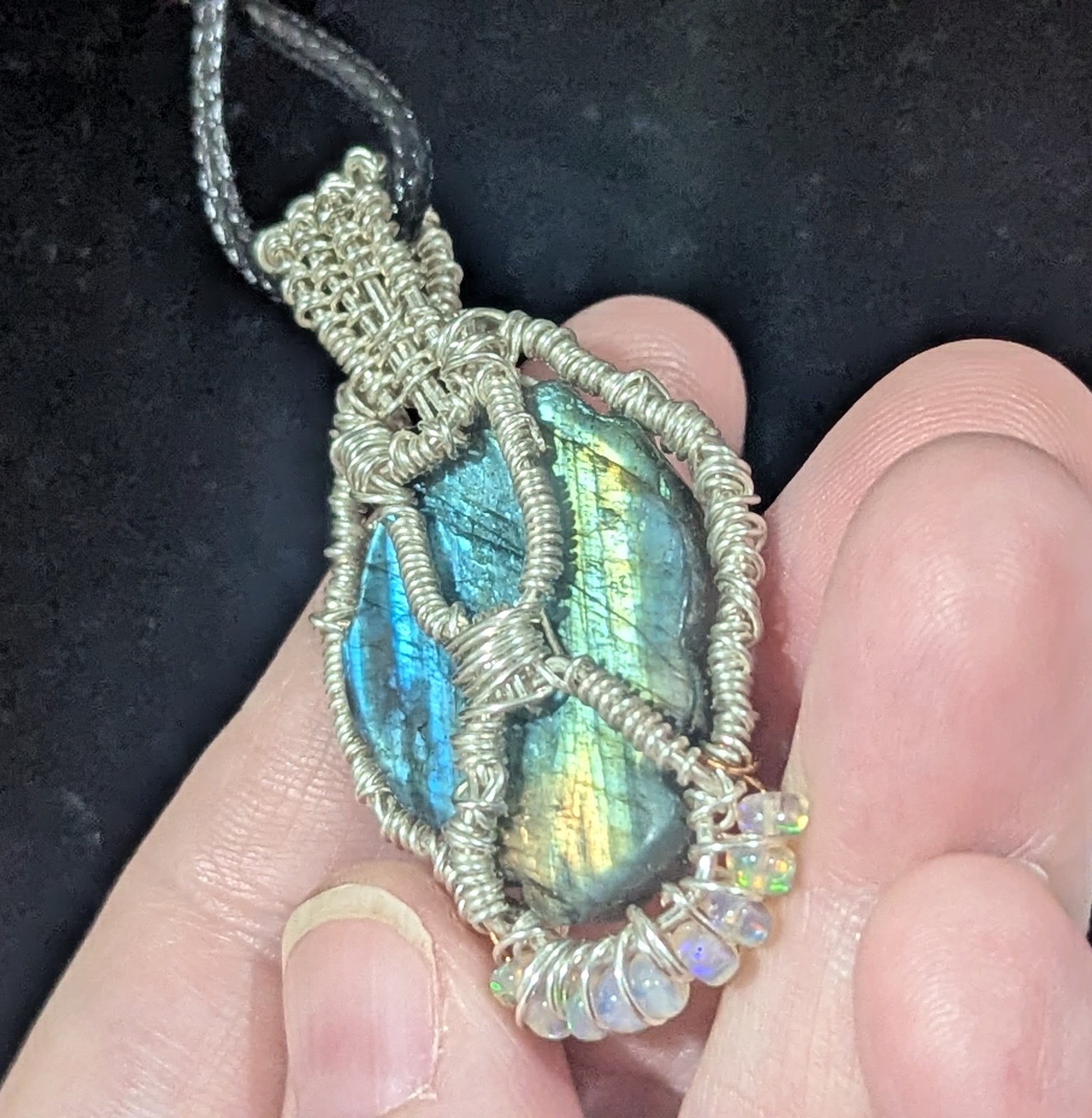 Labradorite Nine Tailed Fox Pendant