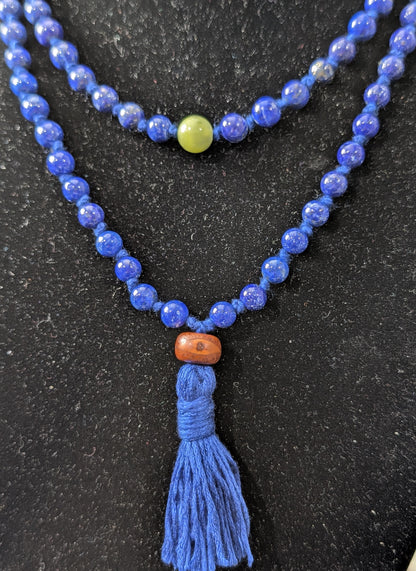 Lapis Lazuli 108 Bead Mala with Jade and Bodhi Seed