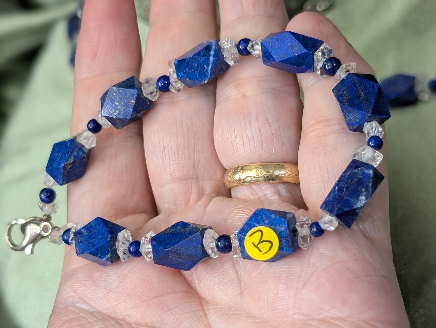 Lapis and Herkimer Diamond Bracelet
