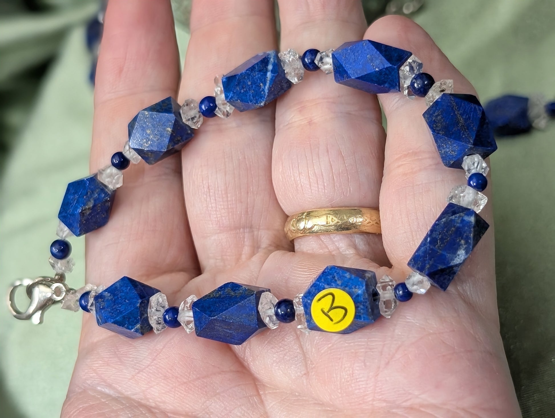 Lapis and Herkimer Diamond Bracelet