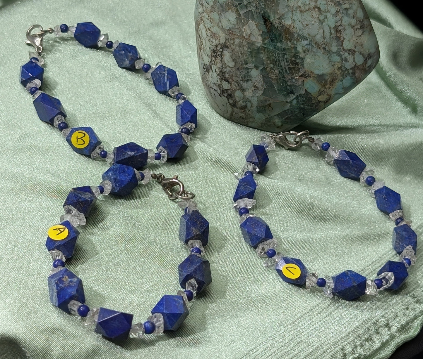 Lapis and Herkimer Diamond Bracelets