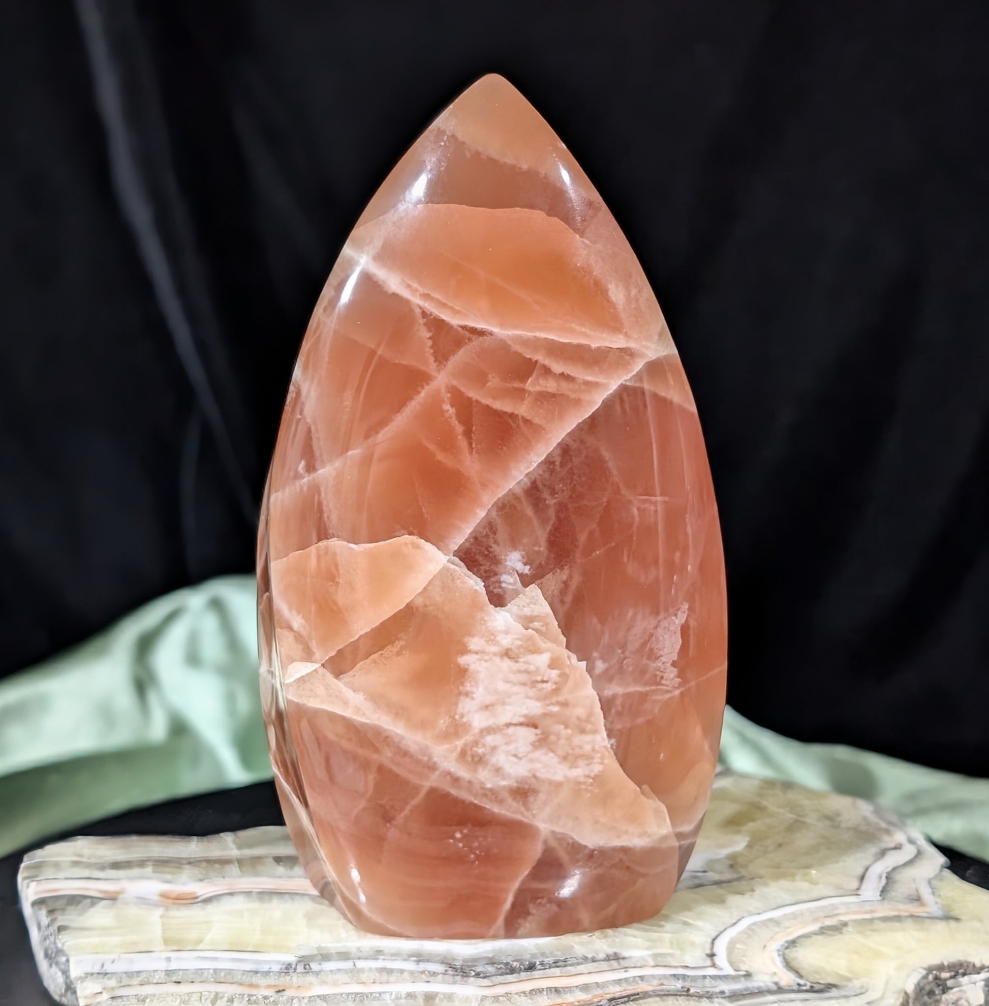 Large Banded Honey Calcite Flame