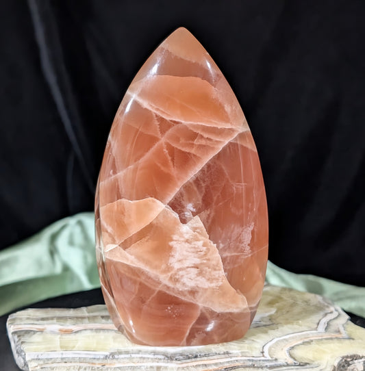 Large Banded Honey Calcite Flame