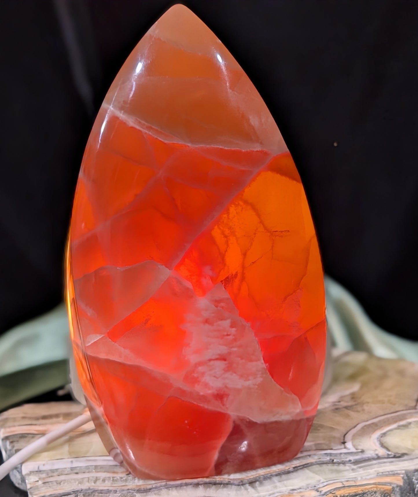 Large Banded Honey Calcite Flame