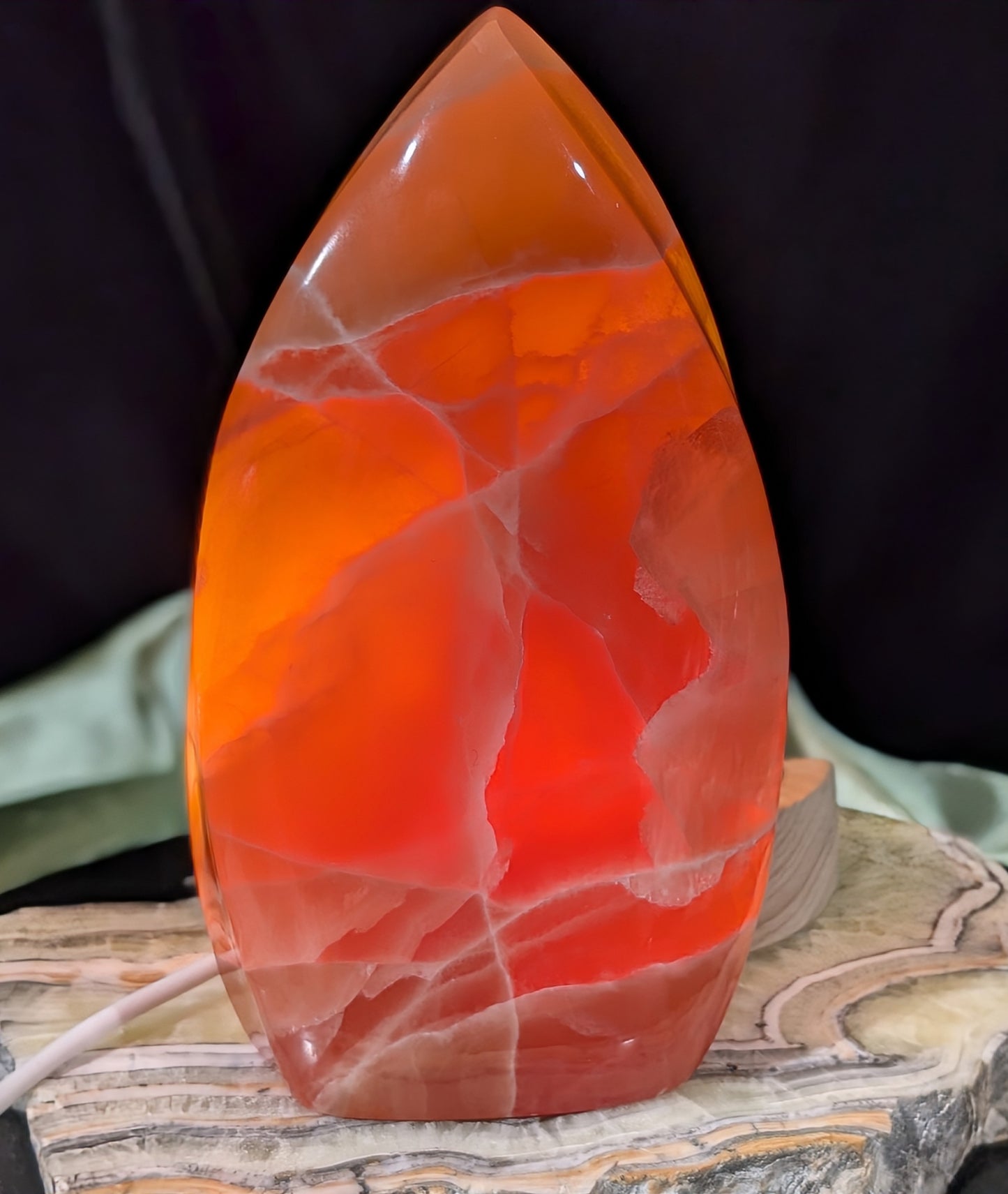 Large Banded Honey Calcite Flame
