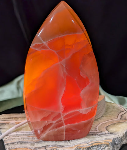 Large Banded Honey Calcite Flame
