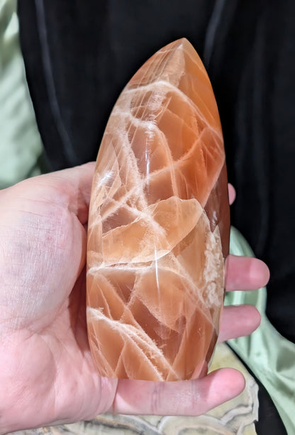 Large Banded Honey Calcite Flame
