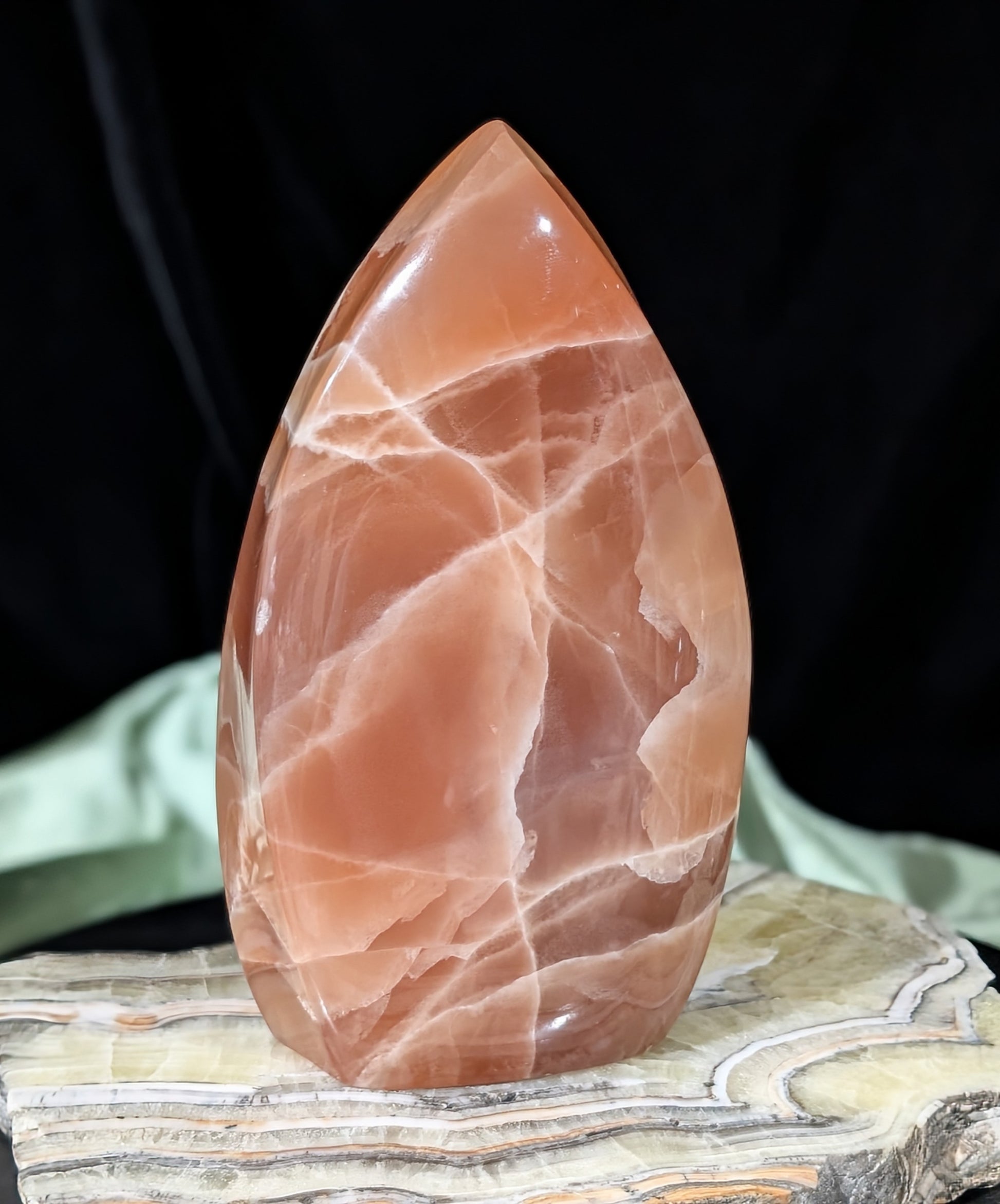 Large Banded Honey Calcite Flame
