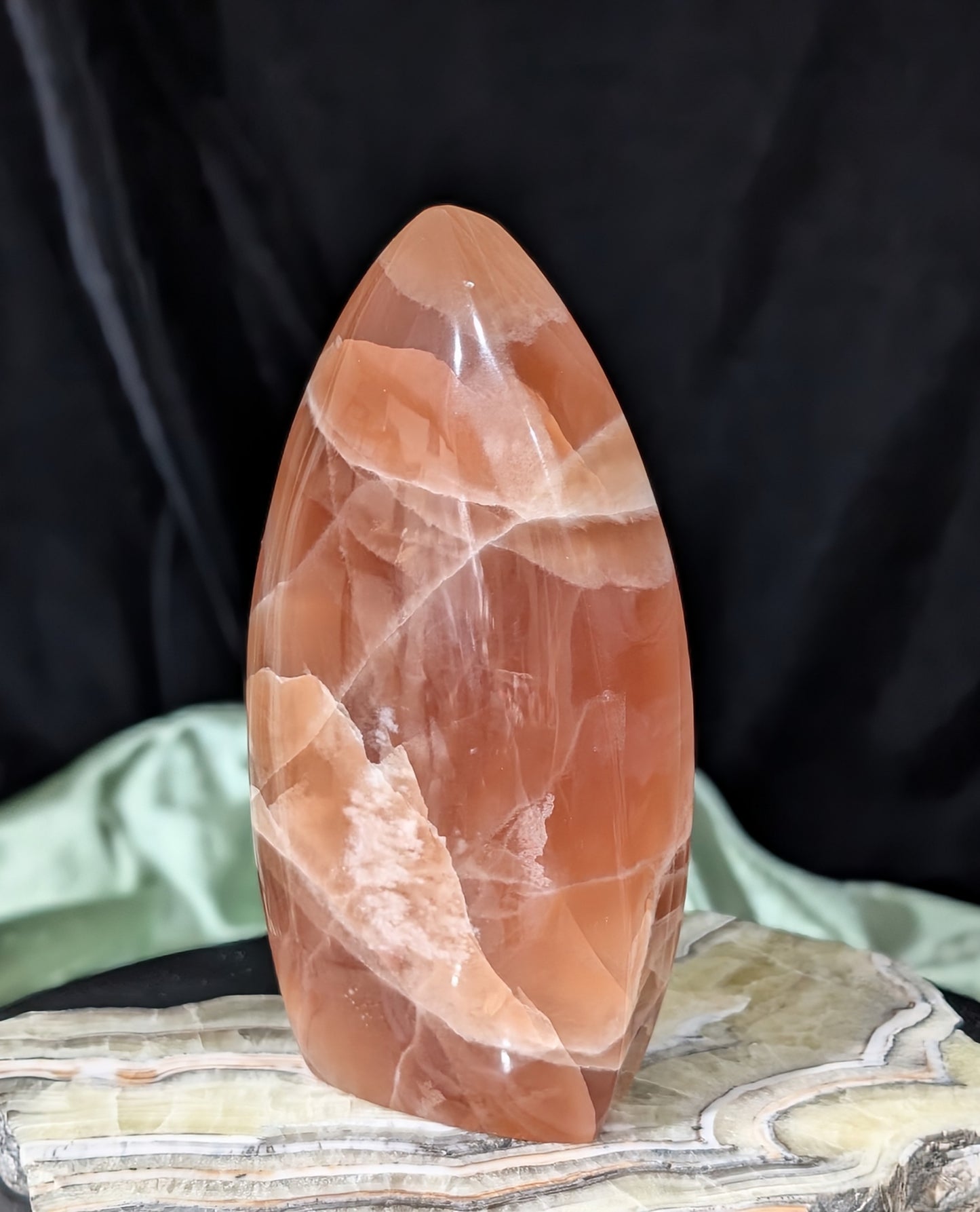 Large Banded Honey Calcite Flame