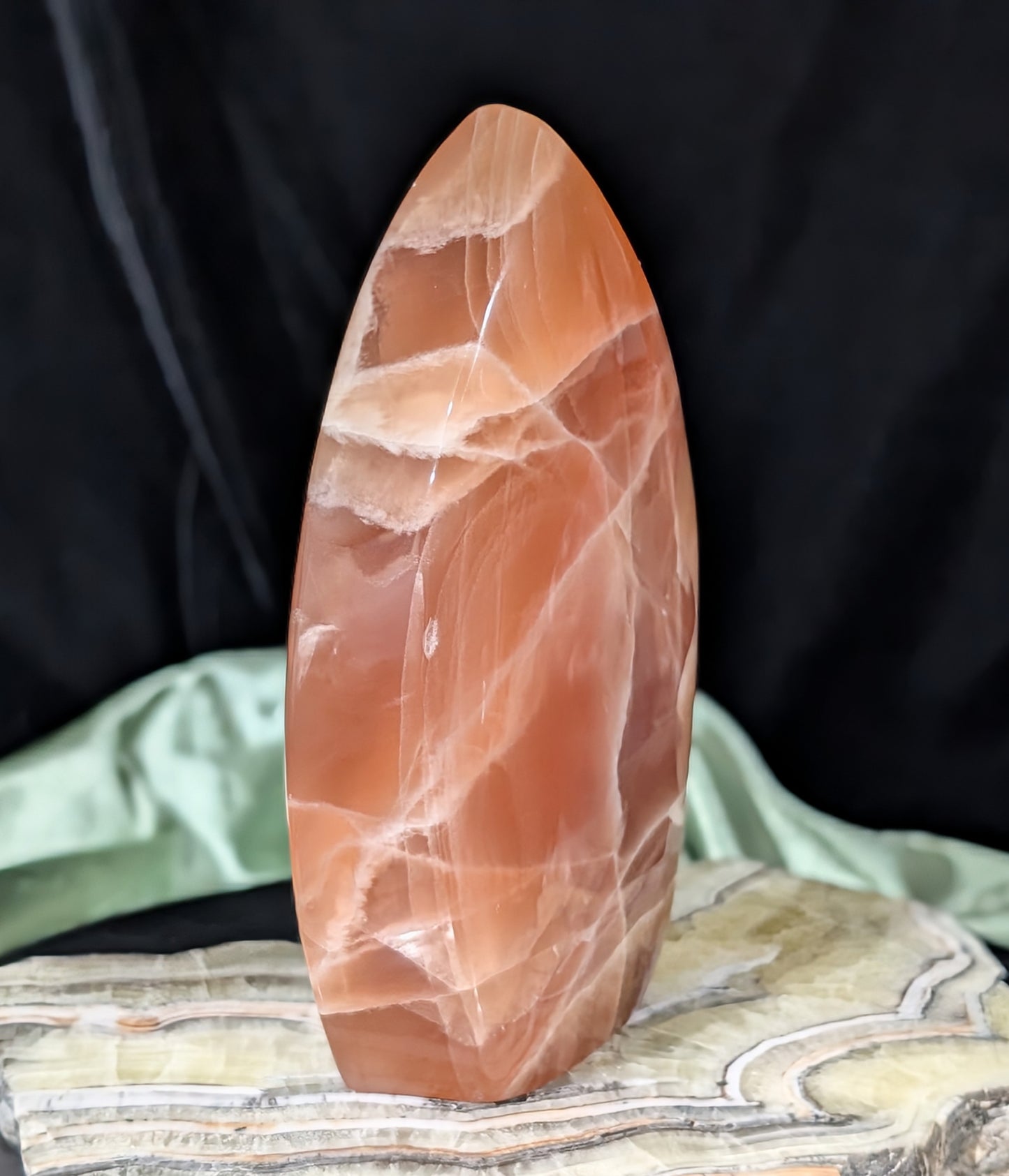 Large Banded Honey Calcite Flame