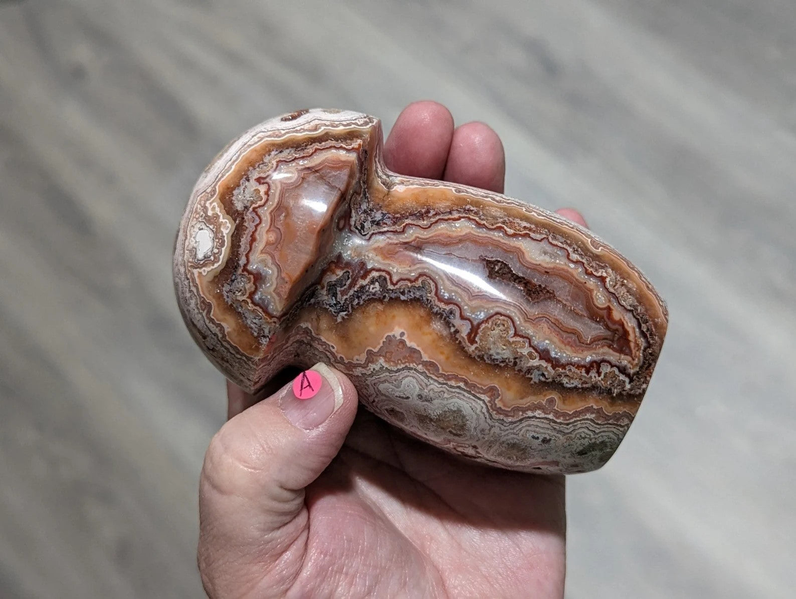 Large Druzy Pink Crazy Lace Agate Mushroom 1A5