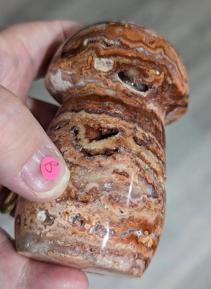 Large Druzy Pink Crazy Lace Agate Mushroom 1B1