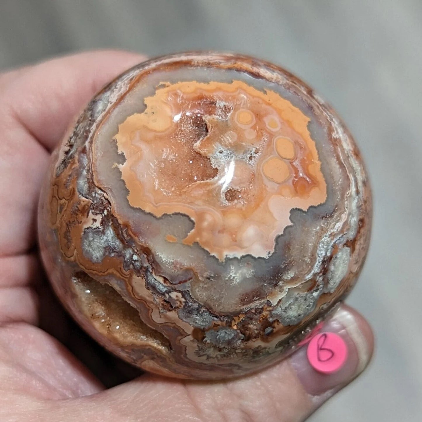 Large Druzy Pink Crazy Lace Agate Mushroom 1B5