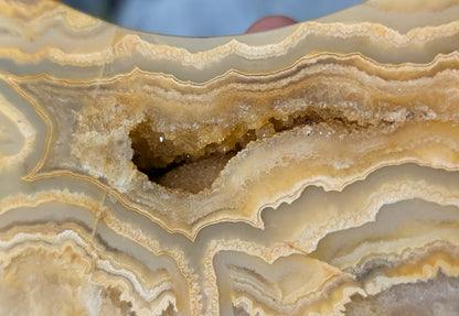 Large Druzy Yellow Crazy Lace Agate Moon