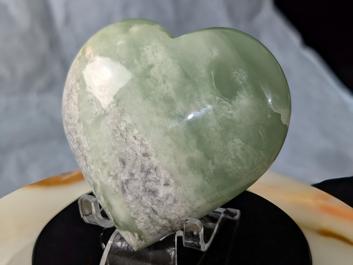 Large Green Flower Jade Heart