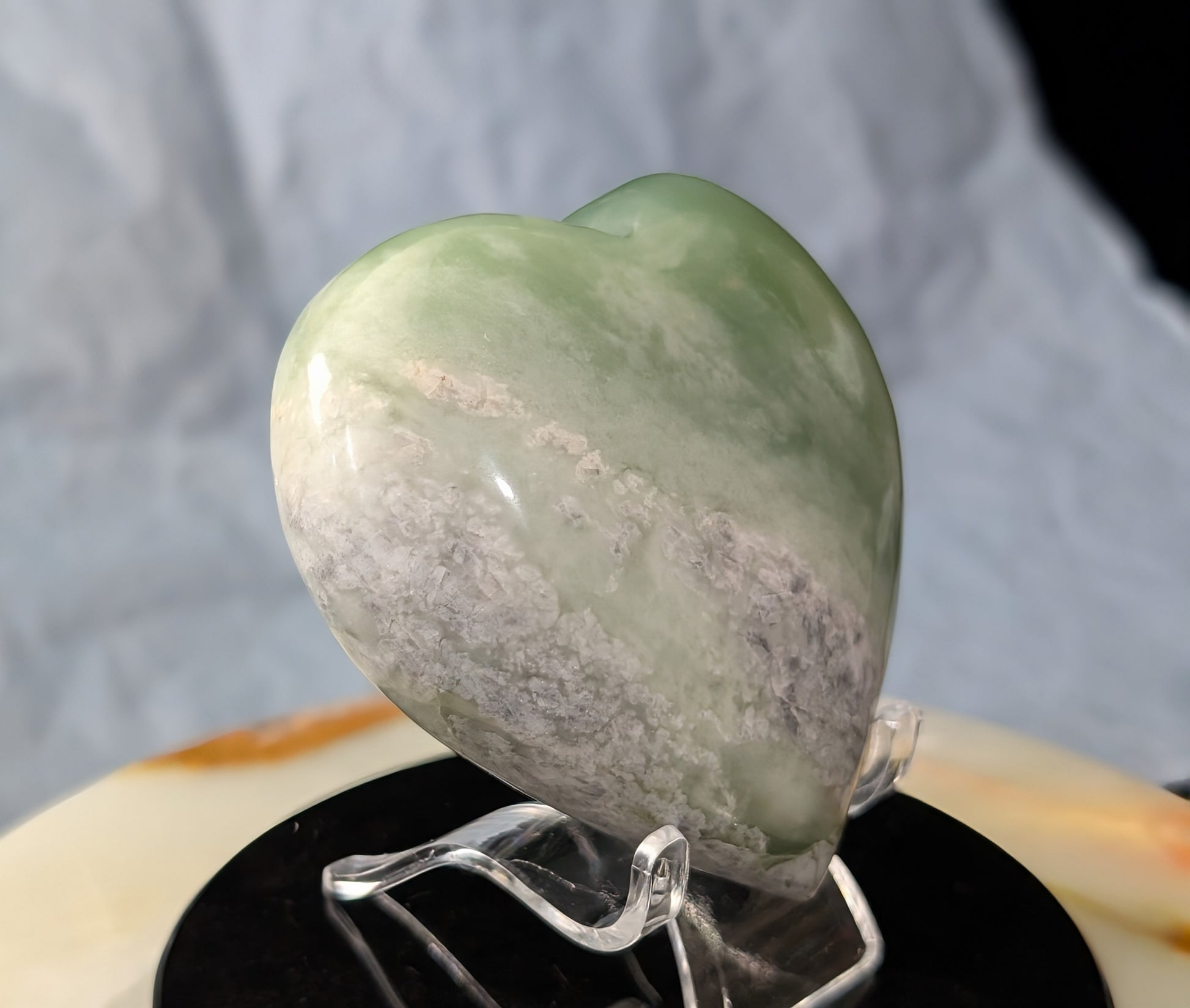Large Green Flower Jade Heart