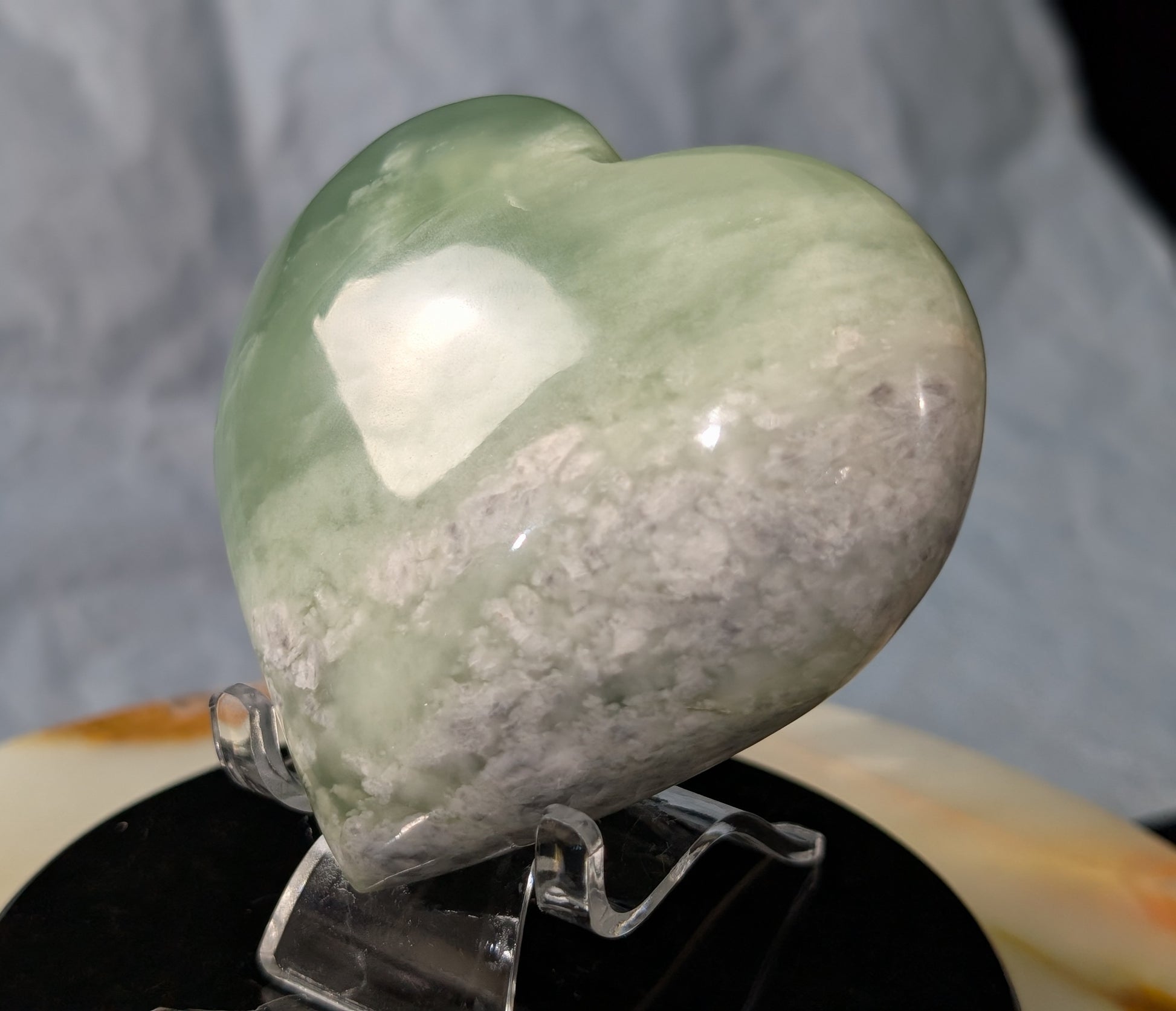 Large Green Flower Jade Heart