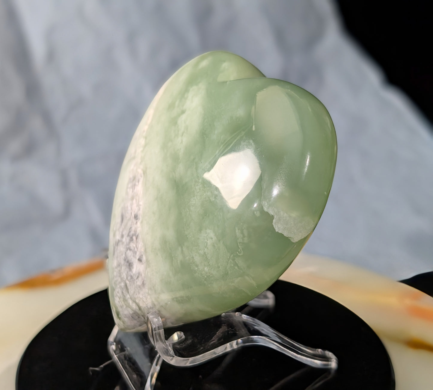 Large Green Flower Jade Heart