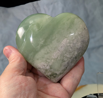 Large Green Flower Jade Heart