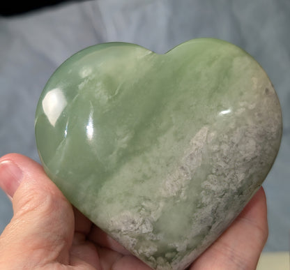 Large Green Flower Jade Heart