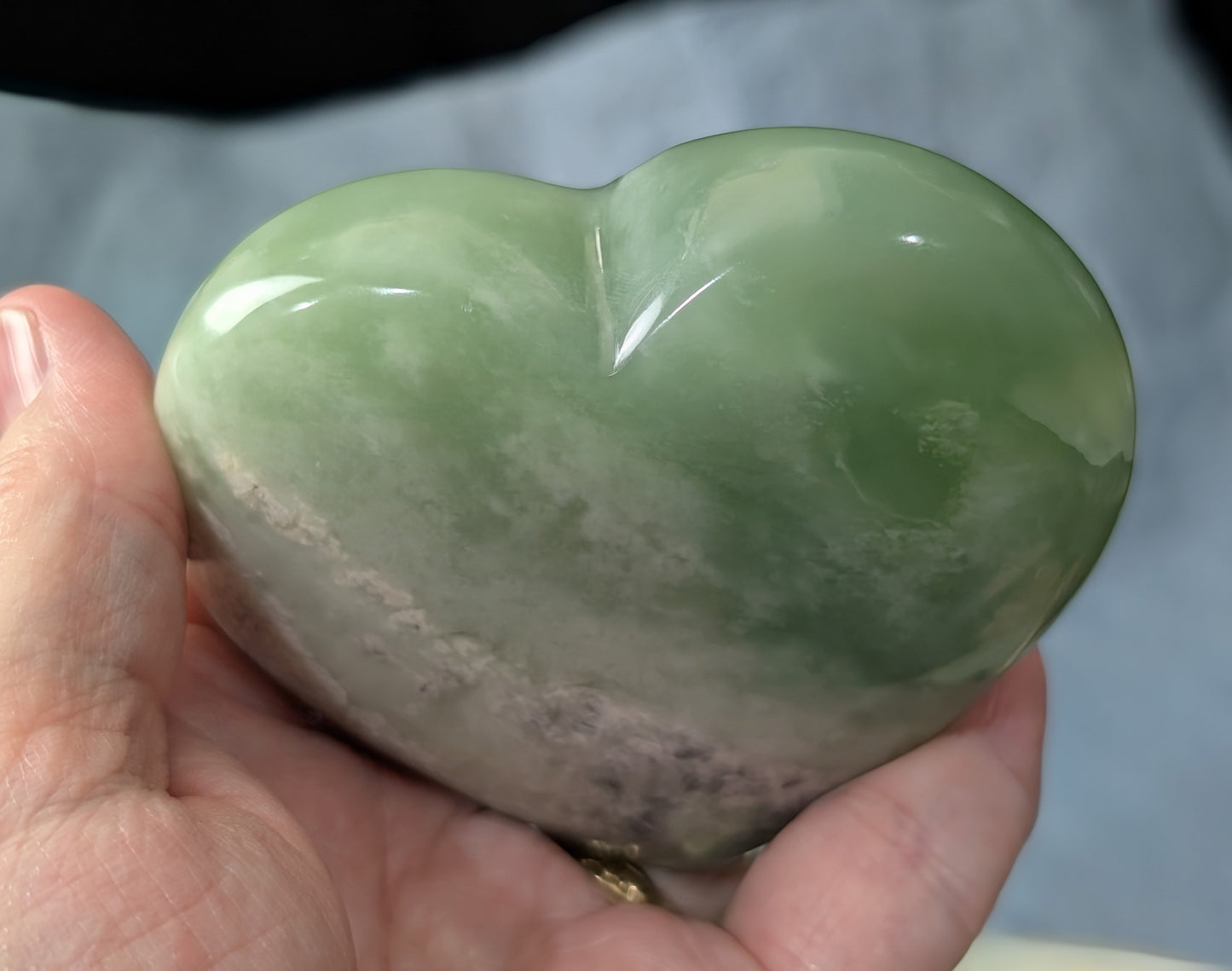 Large Green Flower Jade Heart