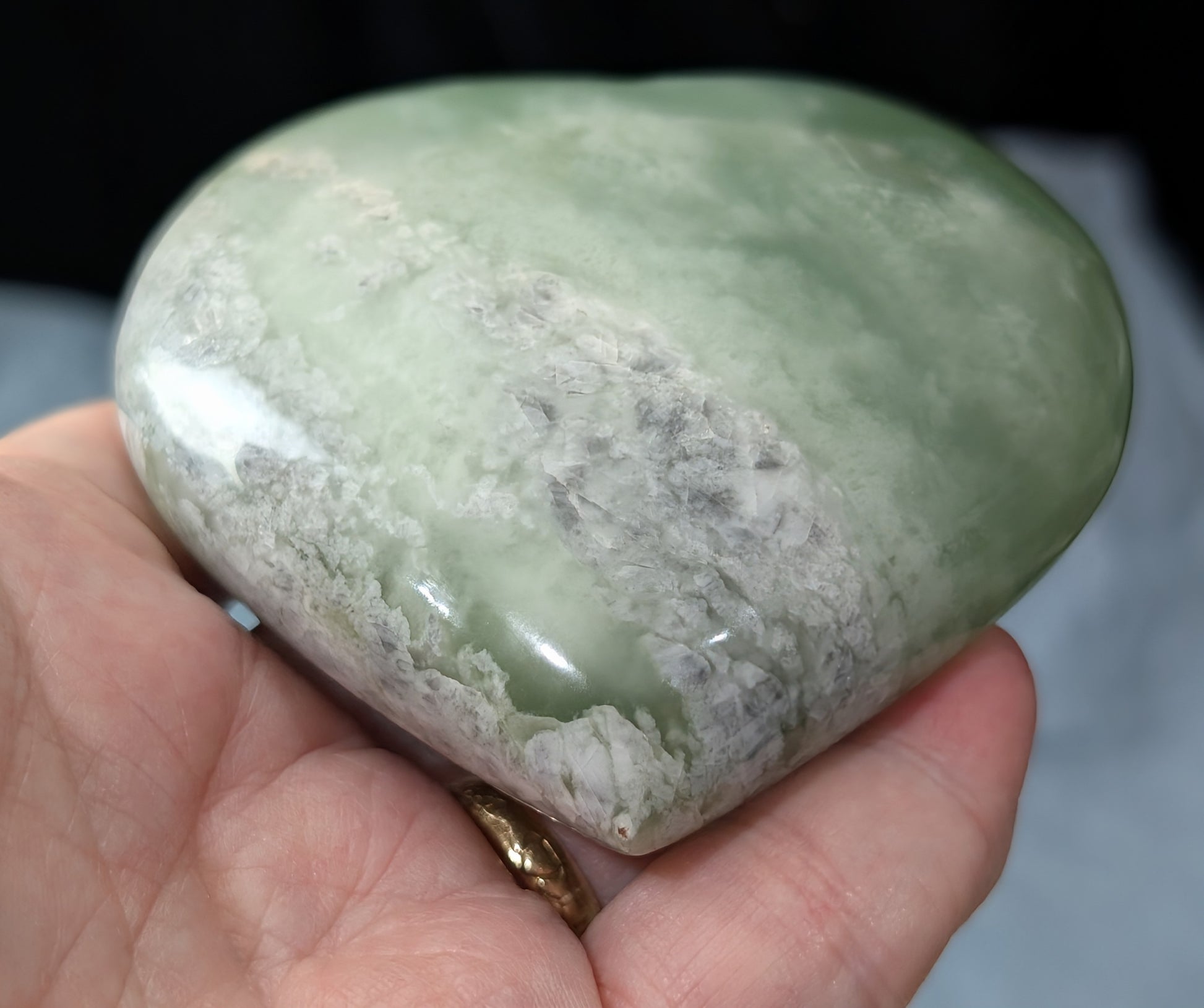 Large Green Flower Jade Heart