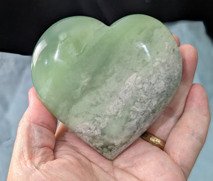 Large Green Flower Jade Heart