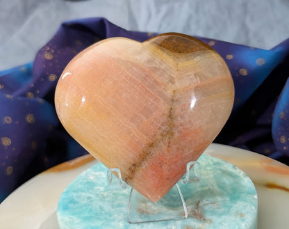 Large Polished Peach Calcite Heart