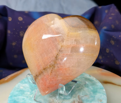 Large Polished Peach Calcite Heart