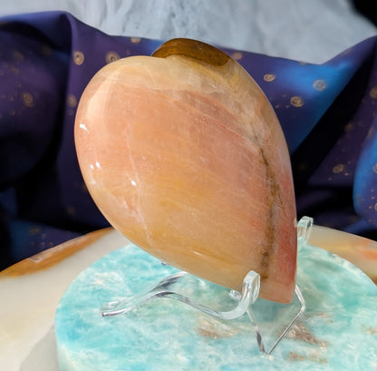 Large Polished Peach Calcite Heart