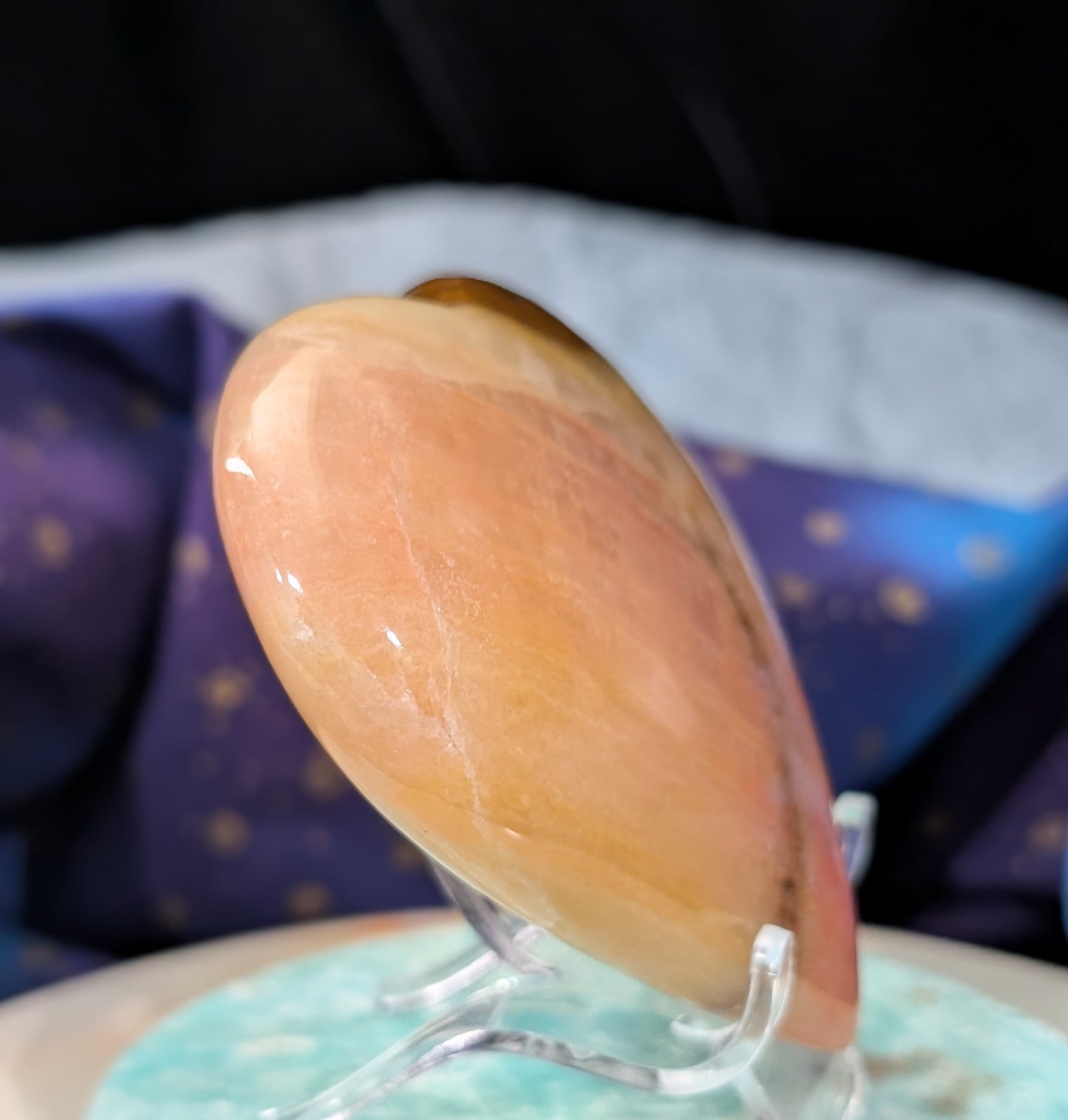 Large Polished Peach Calcite Heart
