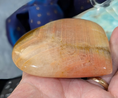 Large Polished Peach Calcite Heart