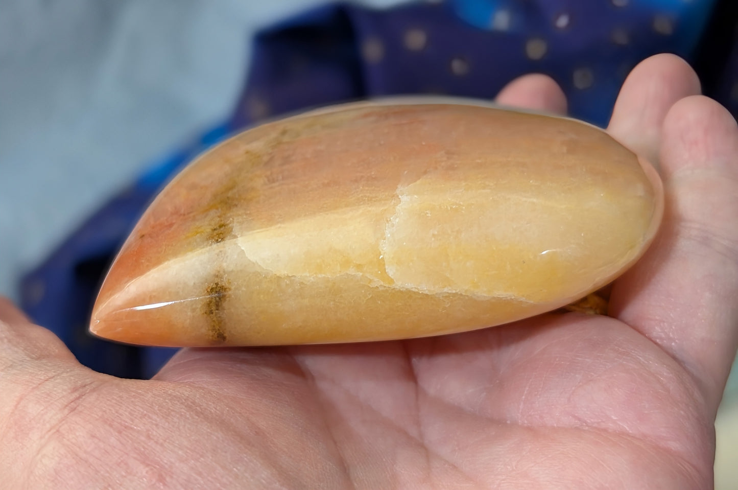 Large Polished Peach Calcite Heart