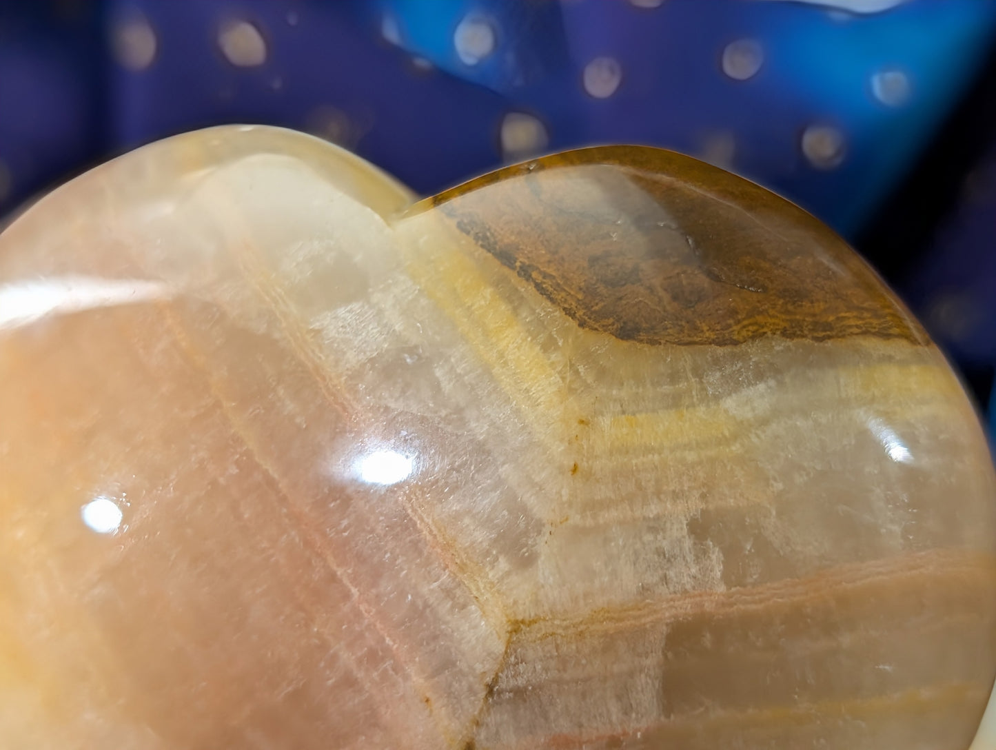 Large Polished Peach Calcite Heart