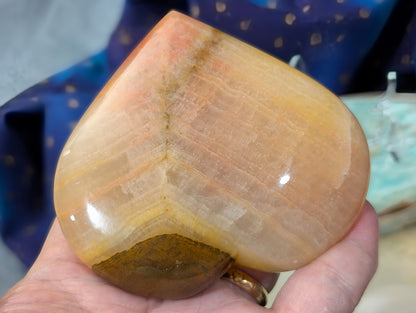 Large Polished Peach Calcite Heart