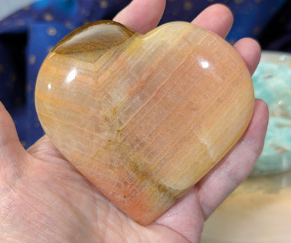 Large Polished Peach Calcite Heart